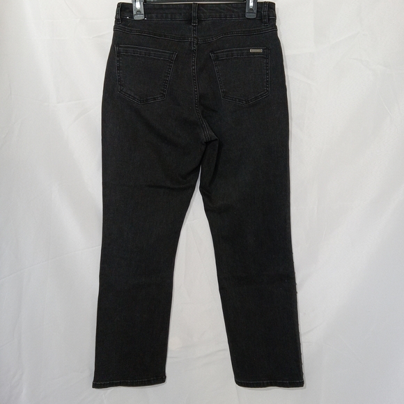 Joseph Ribkoff Straight Leg Jean w/ Studded Seams Black Light Flair Sz 10 Grunge - Picture 7 of 14